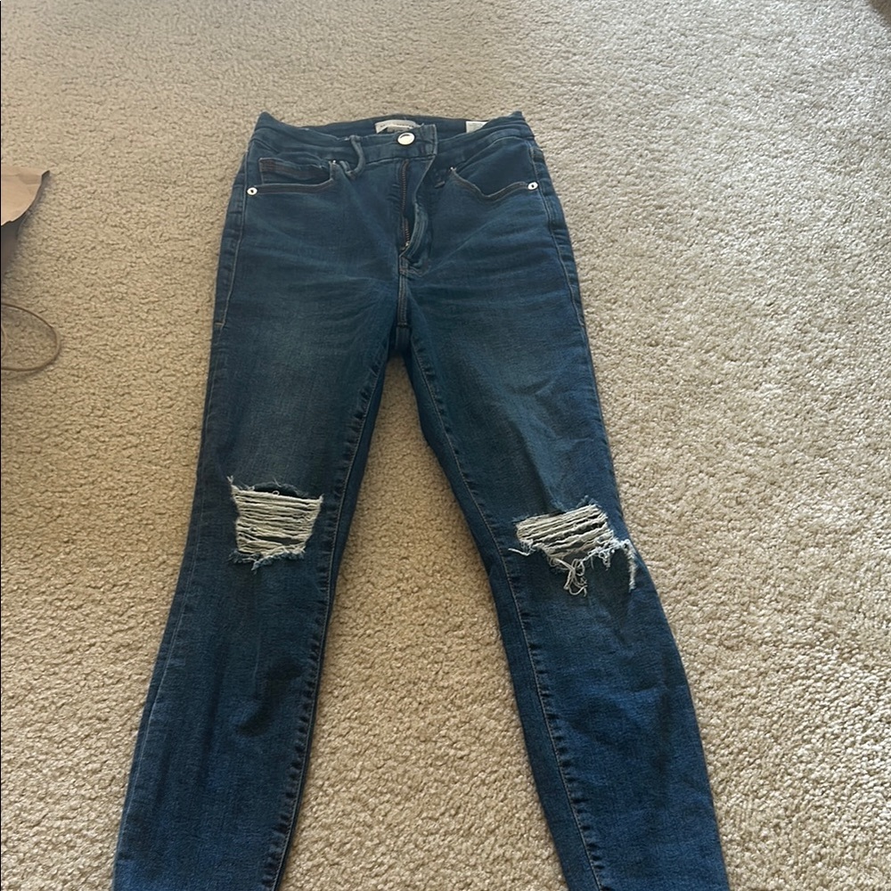 Good American Women's Distressed Blue Jeans